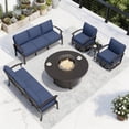 thumbnail image 3 of ALAULM Aluminium Patio Furniture Set with Swivel Chairs, 8-Seater Metal Outdoor Furniture Patio Sectional Sofas Patio Conversation Set with 2 swivel chairs For Patio, Backyard, Poolside - Navy Blue, 3 of 10