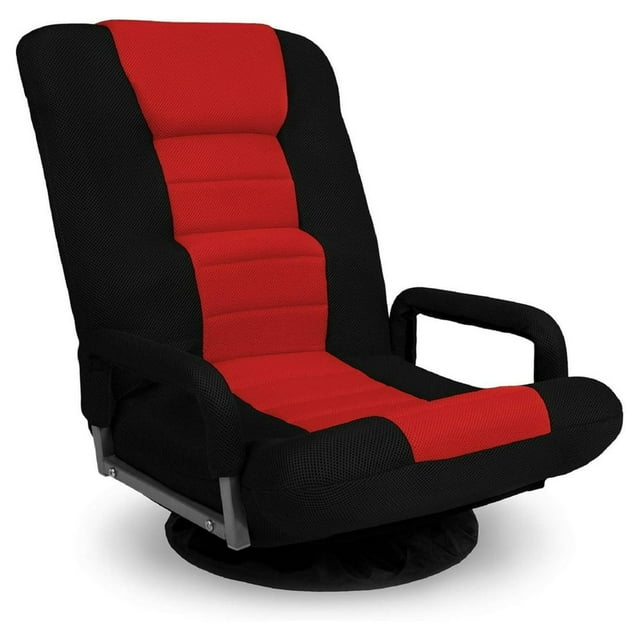 MesaSe Swivel Gaming Chair 360 Degree Multipurpose Floor Chair Rocker for TV Reading Playing Video Games w/Lumbar Support Armrest Handles Adjustable Backrest - Black/Red