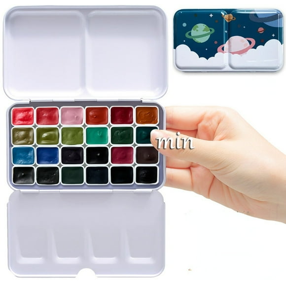 Holbein Artist's Watercolor 1ml,24 Colors Watercolor Paint Set in a Box for Students, Beginners Artists