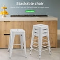 thumbnail image 2 of NiamVelo Counter Height Bar Stools Set of 4 Metal Bar Stools 24 inch Stackable Stools Modern Industrial Stools for Kitchen, White, 2 of 7