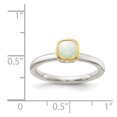 thumbnail image 2 of 925 Sterling Silver With 14k Accent Milky Opal Ring Size 8 2mm Wide Ring for Women, 2 of 2