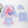 thumbnail image 2 of Shadoumai Girls Swimsuit Ruched Side Bikini Sets for Girls Spaghetti Strap Girls Swimwear Tankini 3 Piece Girls Bathing Suits Size 7-8 Tropical Printed Swimwear with Cover Up Pants, 2 of 4