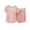 Pink, variant on UAMVSH Pajamas for Women Set 2 Piece Soft Lounge Set Plus Size Round Neck Short Sleeve Top with Ruffle Hem Shorts Pj Set