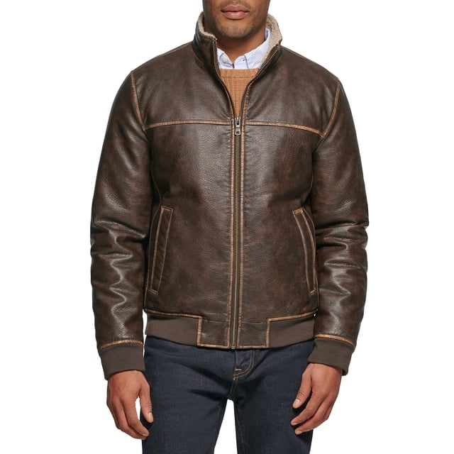Chaqueta Tommy Hilfiger Smooth Lamb Touch de piel sintética marrón
