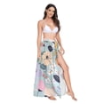 thumbnail image 2 of FORMRS Womens Long Sarong Beach Wrap Semi-Sheer Bikini Skirt Bathing Swimsuit Cover Up, Floral Pattern, 2 of 7