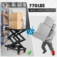 thumbnail image 3 of GARVEE Hydraulic Lift Table Cart,770 Lbs Capacity Double Scissor Lift Table with Anti-Slip Pad & 4 Wheels,Black, 3 of 7