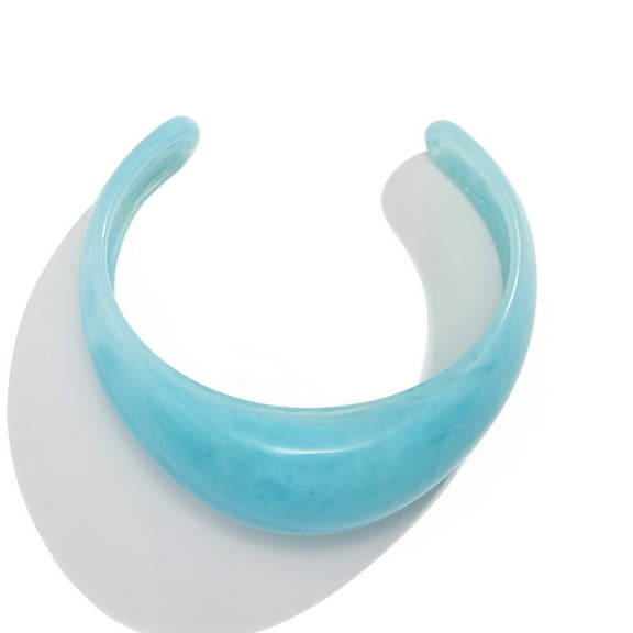 Zhuge Blue Adjustable Open-Cuff Bold Acrylic Resin Bangle, Single Piece Statement Chunky Cuff Bracelet with Glossy Finish
