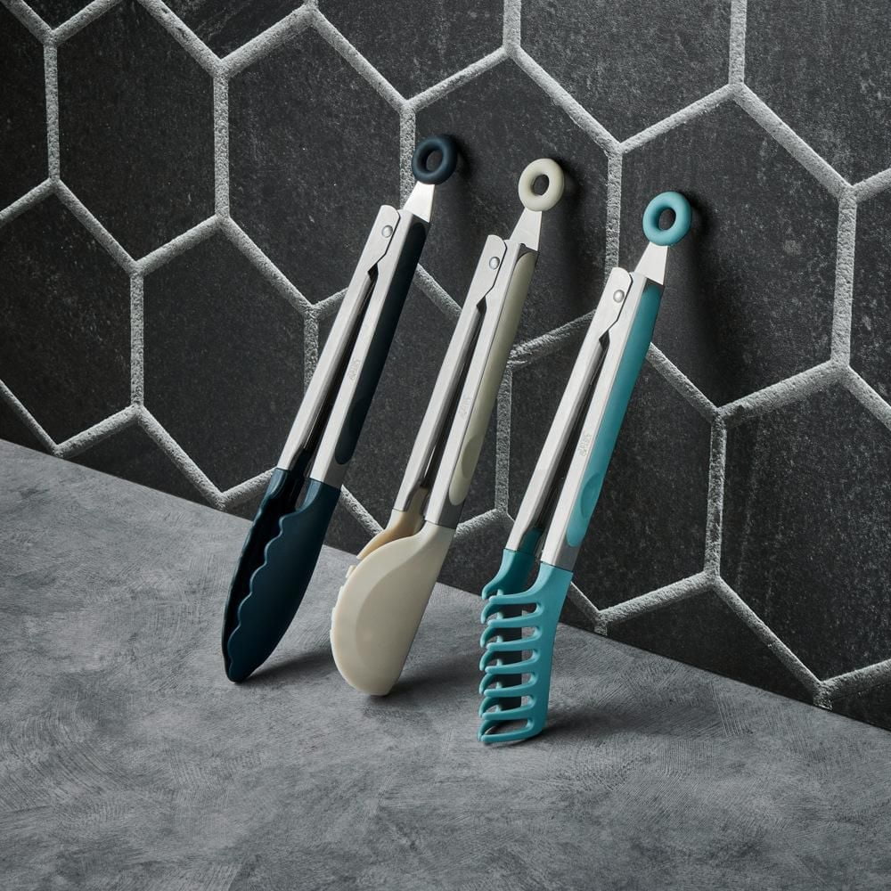 Thyme & Table 3-Piece Locking Tong Set with Non-Scratch Tips, Tong