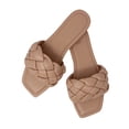 thumbnail image 2 of New Women's Braided Quilted Single Band Strap Flat Square Toe Open Slide Sandal, 2 of 4
