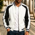 thumbnail image 2 of UVEASISHA Baseball Jackets for Men Fashion Varsity Jacket Button Casual Letterman Bomber Jackets Outdoor Sports Running Cycling Jacket White M, 2 of 6