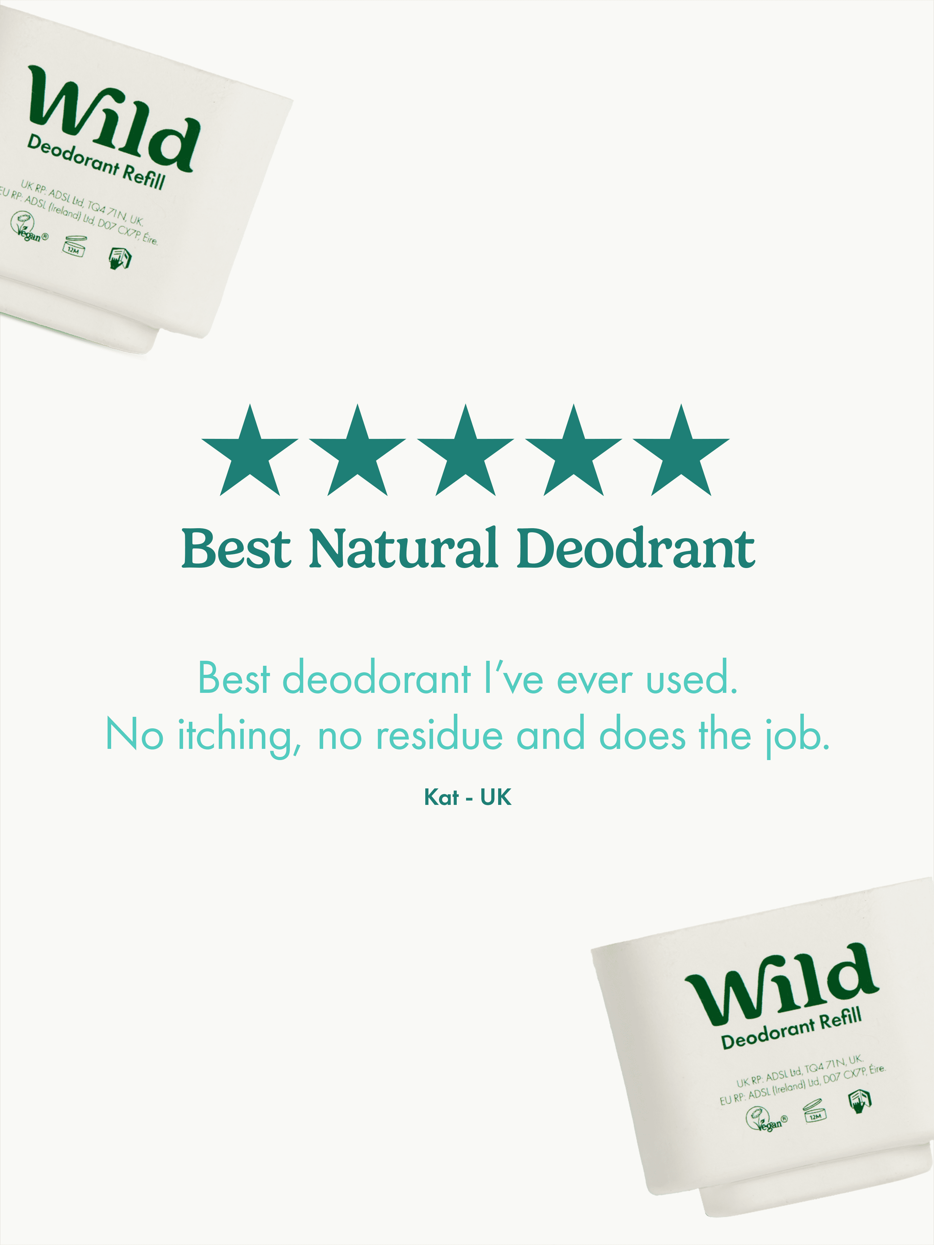 Wild Refillable Deodorant Starter Pack – Aluminum Free. Cath Kidston Marble Ditsy Case + Coconut & Vanilla Refill, for Women and Men, 1.4oz