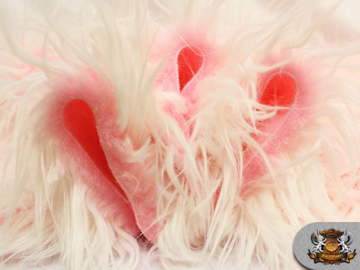 Faux Fur Long Pile ULTRA MONGOLIAN 2 TONE PINK Fabric / 64" W / Sold by the yard