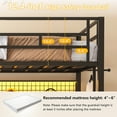 thumbnail image 5 of UHOMEPRO Loft Bed Twin Size with Desk, Metal Loft Bed Frame with LED Lights, 4 Storage Shelves, Charging Station, DIY Mesh, Clothes Rail, Safety Guardrail, No Box Spring Needed, Black LED Loft Bed, 5 of 11