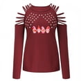 thumbnail image 4 of Blusa de manga larga con estampado de día de San Valentín y hombros descubiertos para mujer Pompotops gfhjh17911, 4 of 7