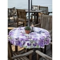 thumbnail image 2 of Outdoor Tablecloths with Umbrella Hole & Zipper, Purple Flowers Round Tablecloth 54 Inch, Butterfly Spring Floral Checkered Farmhouse Waterproof Table Cloth, Patio/Pool/Picnic Table Covers, 2 of 8