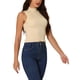 thumbnail image 4 of INSPIRAR CHIC Camisetas sin mangas de punto de cuello alto para mujer, casuales, modernas, de canalé, talla XL, color beige, 4 of 6