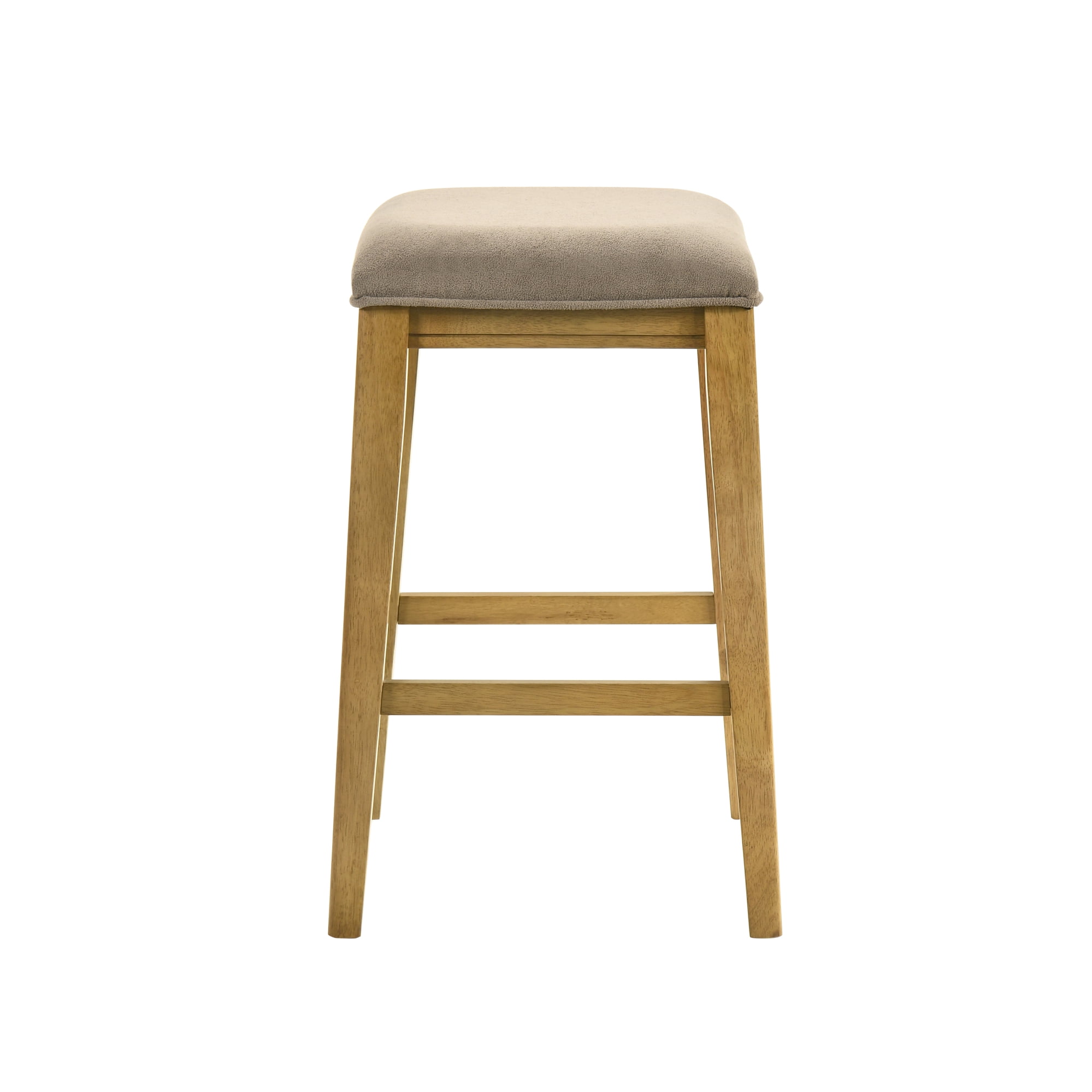 Jane Contemporary Transitional Wood Counter Height Kitchen Bar Stool in Amber Glow Finish with Taupe Fabric Upholstered Seat