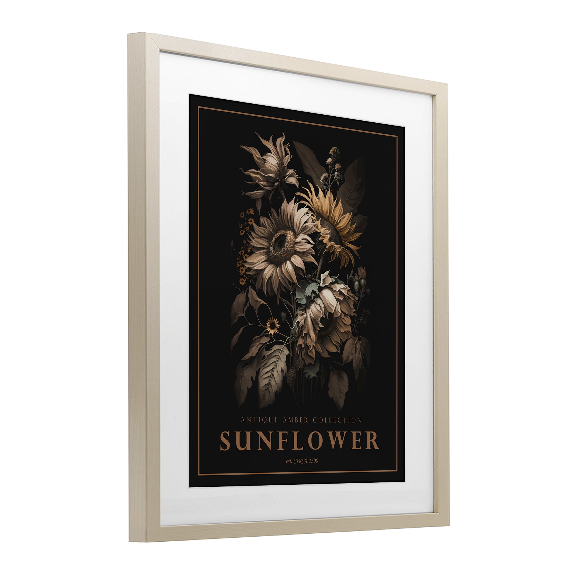 Stupell Industries Antique Sunflower Bushel Birch Framed Print Under Glass, design by Christopher Giampietro