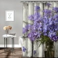 thumbnail image 2 of COMIO Purple Flowers Chrysanthemum Lavender Shower Curtain for Bathroom Decoration White, 2 of 6