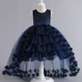 thumbnail image 2 of Robes de Demoiselle d'Honneur en Tulle Sans Manches Robe à Volants pour Enfants Princesse Fête d'Anniversaire 2-12 Ans, 2 of 4