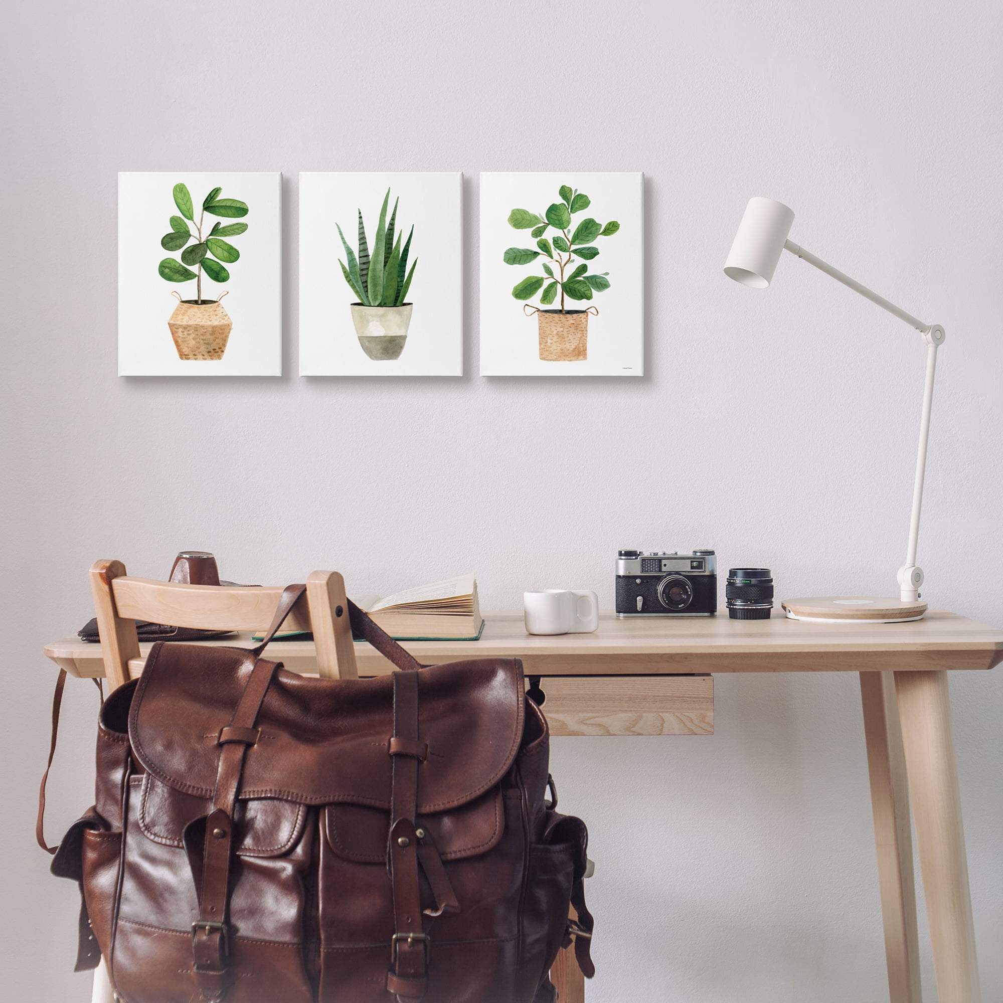 Stupell Minimal Potted Plants Botanicals Botanical & Floral Painting Gallery Wrapped Canvas Print Wall Art, Set of 3