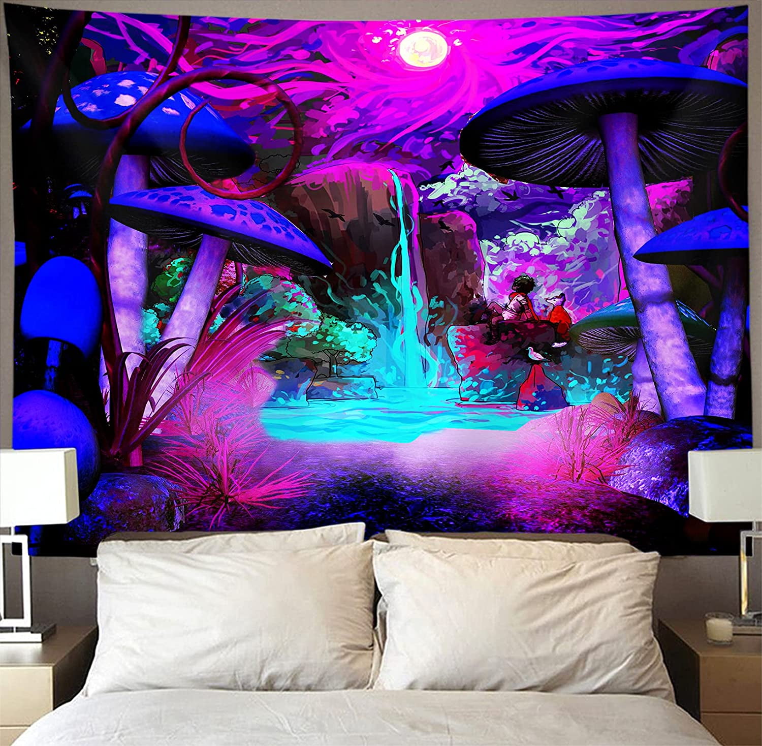 Black Colorful Wall Hanging Tapestry Psychedelic Bedroom Home Decoration 
