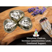 Raw Pyrite Crystal Heart Palm Stone – Natural Pocket Stone