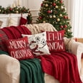 thumbnail image 4 of Sm:)e Snowman Let It Snow Winter Christmas Pillow Covers 18 x 18 Inch, Set of 4, Xmas Holiday Decorative Outdoor Pillow Case Red Cushion Sofa Couch, 4 of 8