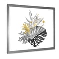 thumbnail image 2 of Designart 'Bouquet With Golden Tropical Leaves and Monochrome' Tropical Framed Art Print, 2 of 4