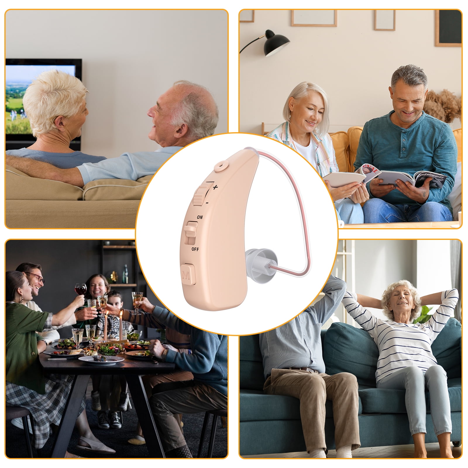 ELCTRTICI Hearing Aids for Seniors, Rechargeable Hearing Aid, VHP-1504 Binaural, Beige