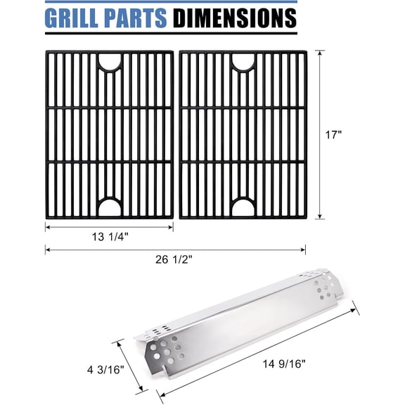 Replacement Parts for  720-0888S 720-0888N 720-0888, 5 Flame Tamers and Grill Grates for  720-0888N 720-0888 720-0888S 5 Burner Gas Grill Models