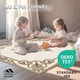 thumbnail image 4 of ODIKA 2'x3' Machine Washable Non-Slip Area Rug, Distressed Damask Motifs with Faded Elegance Styling High Traffic Rug with Pad, Beige, 466276, 4 of 8