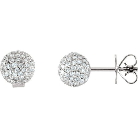 Gemaffair 18k White Gold Diamond Cer Ball Stud Earrings 18k White Gold Diamond Cer Ball Stud Earrings 1 16 Cttw G H I1