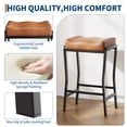 thumbnail image 6 of Set of 4 Modern 26 Inch Counter Height Saddle Bar Chairs – Thick Padded Faux Leather Seat – Sturdy Black Steel Frame with Footrest – Ideal for Kitchen Island or Dining Room, Brown, 6 of 7