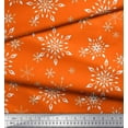thumbnail image 3 of Soimoi Orange Rayon Fabric Snow Flakes Floral Printed Fabric 1 Yard 56 Inch Wide, 3 of 3