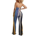 thumbnail image 3 of Faithtur Women Rompers, Stripe Tied Halter Neck Backless Flared Jumpsuit, 3 of 10