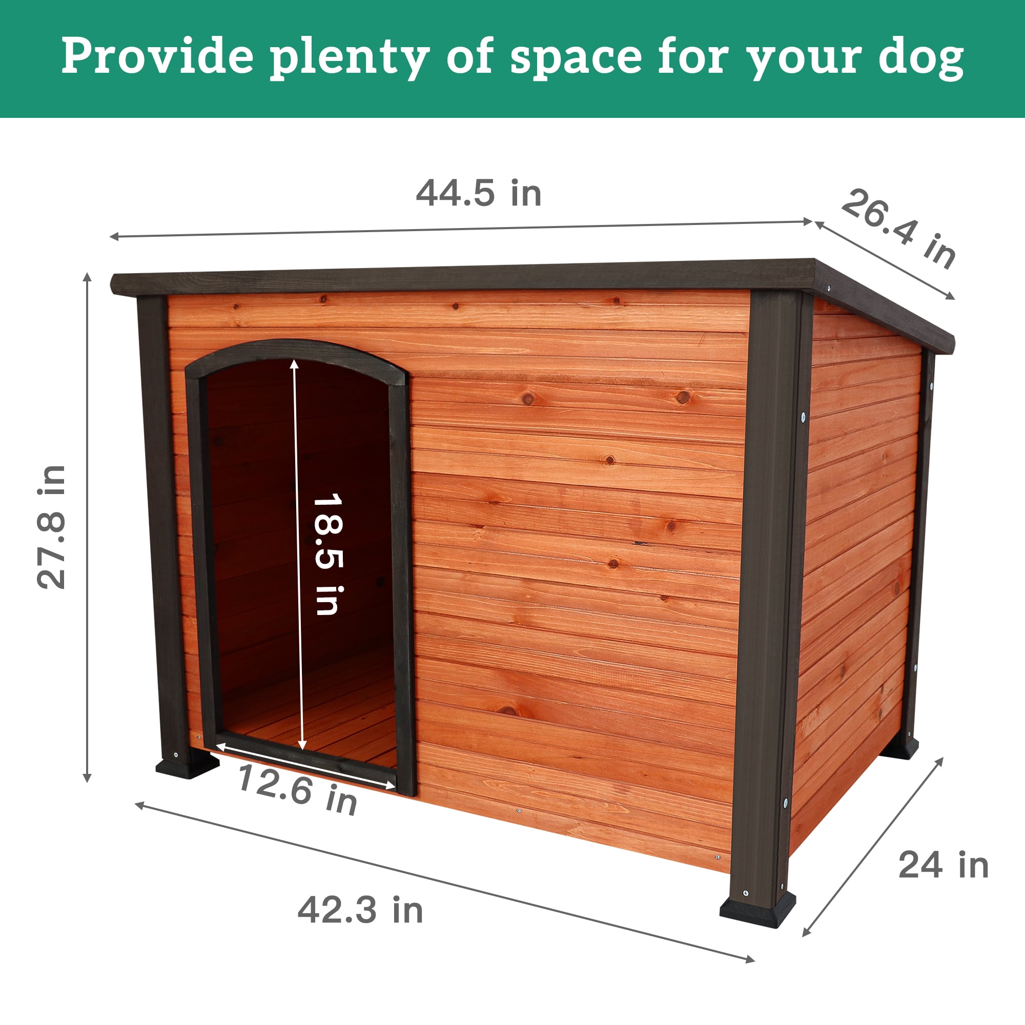 Pefilos 26.4" Width Outdoor Wooden Dog House for Medium Dogs with Raised Feet, Removable Floor Weatherproof Pet Cat House, Gold Pefilos 26.4" Width Outdoor Wooden Dog House for Medium Dogs with Raised Feet, Removable Floor Weatherproof Pet Cat House, Gold