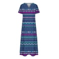 thumbnail image 4 of Robe d'Été pour Femmes 2024 Mode Grande Taille Décontractée Manches Courtes Col en V Robe Imprimée Robe Ample 50 % de Réduction!, 4 of 5