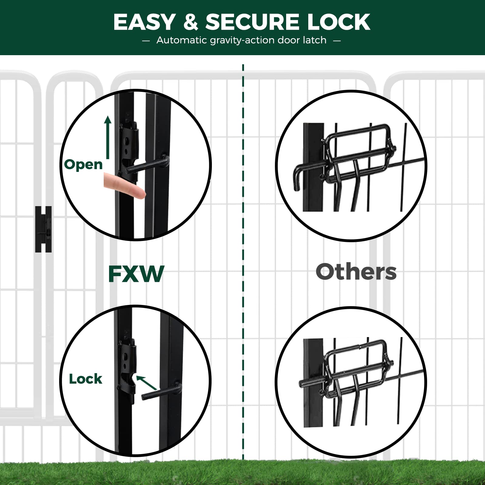 Dog Playpen Indoor/Outdoor,Pet Play Pen, Stress-Free and Safe Play,Portable Metal Pet Exercise Pen for Rv Camping Garden Yard, Wide Door Low Threshold, Quick Install