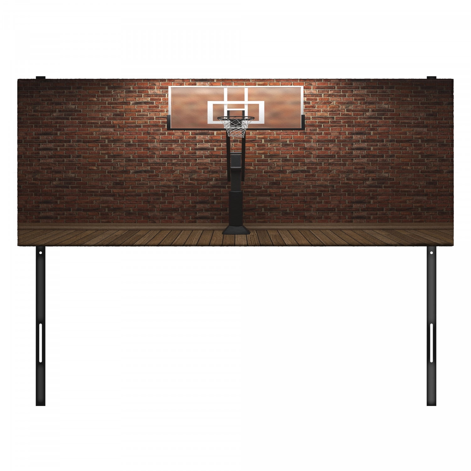 Basketball Headboard, Old Brick Wall and Basketball Hoop Rim Indoor  Training Exercising Stadium Picture, Upholstered Decorative Metal Bed  Headboard with Memory Foam, King Size, Brown, by Ambesonne