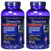 Puritans Pride Triple Strength Glucosamine Chondroitin MSM Joint Soother 180 Caps (2 PACK)