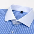 thumbnail image 5 of Hpapadks Mens Shirts Summer Striped Formal Dress Button Down Long Sleeve Lapel Business Blouses Slim Fit Mens Dress Shirts Sky Blue XXL, 5 of 6
