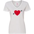 thumbnail image 3 of Inktastic Valentines Day Heart Arrow Women's V-Neck T-Shirt, 3 of 5