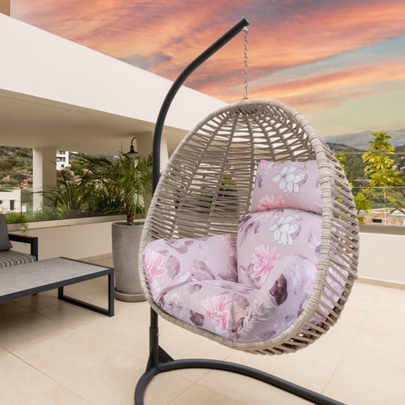Outdoor Egg Chair Cushions Hanging Basket Seat Cushion Thicken Soft Egg Swing Chair Pad with Headrest for Backyard, Deck, Sun Room, Garden,Swimming Pool