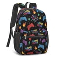 thumbnail image 2 of Game Controller Black Pattern 17" School Backpacks for Teens,Waterproof Oxford Fabric,S-Shape Padded Straps for School,Travel,Hiking,Camping, 2 of 6