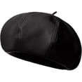 thumbnail image 3 of Women's Classic PU Leather French Beret Hat Retro Beanie Hat Artist Beret Cap Adjustable Painter Pumpkin Cap, 3 of 9