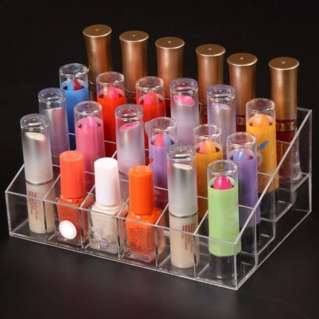 Transparent Multifunctional Home Bedroom Lipstick Stand Case Cosmetic Makeup Tools Organizer Holder Plastic Box