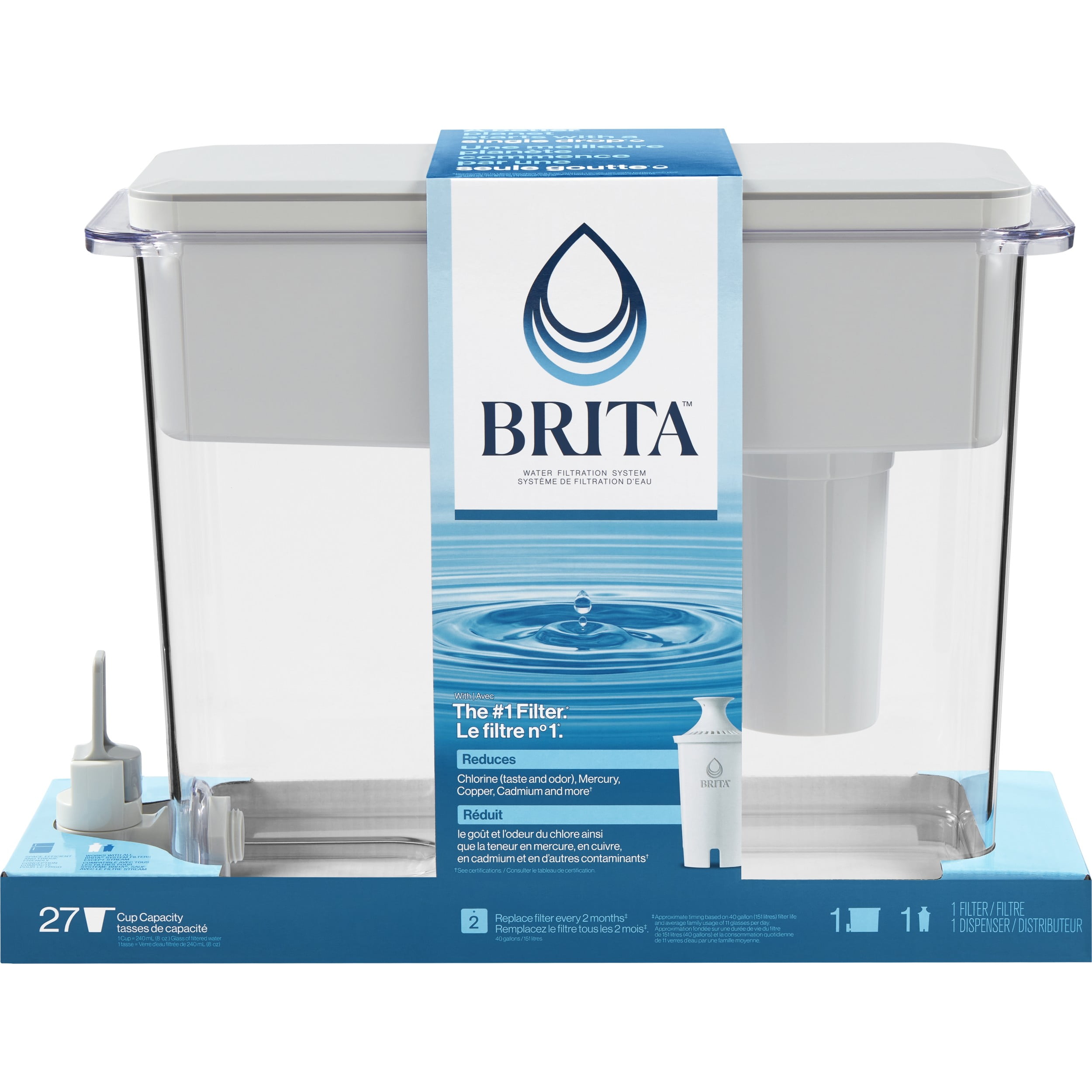 Juventud Inspección realce Brita Ultramax Water Filter Dispenser, 27 Cup - Gray - Walmart.com