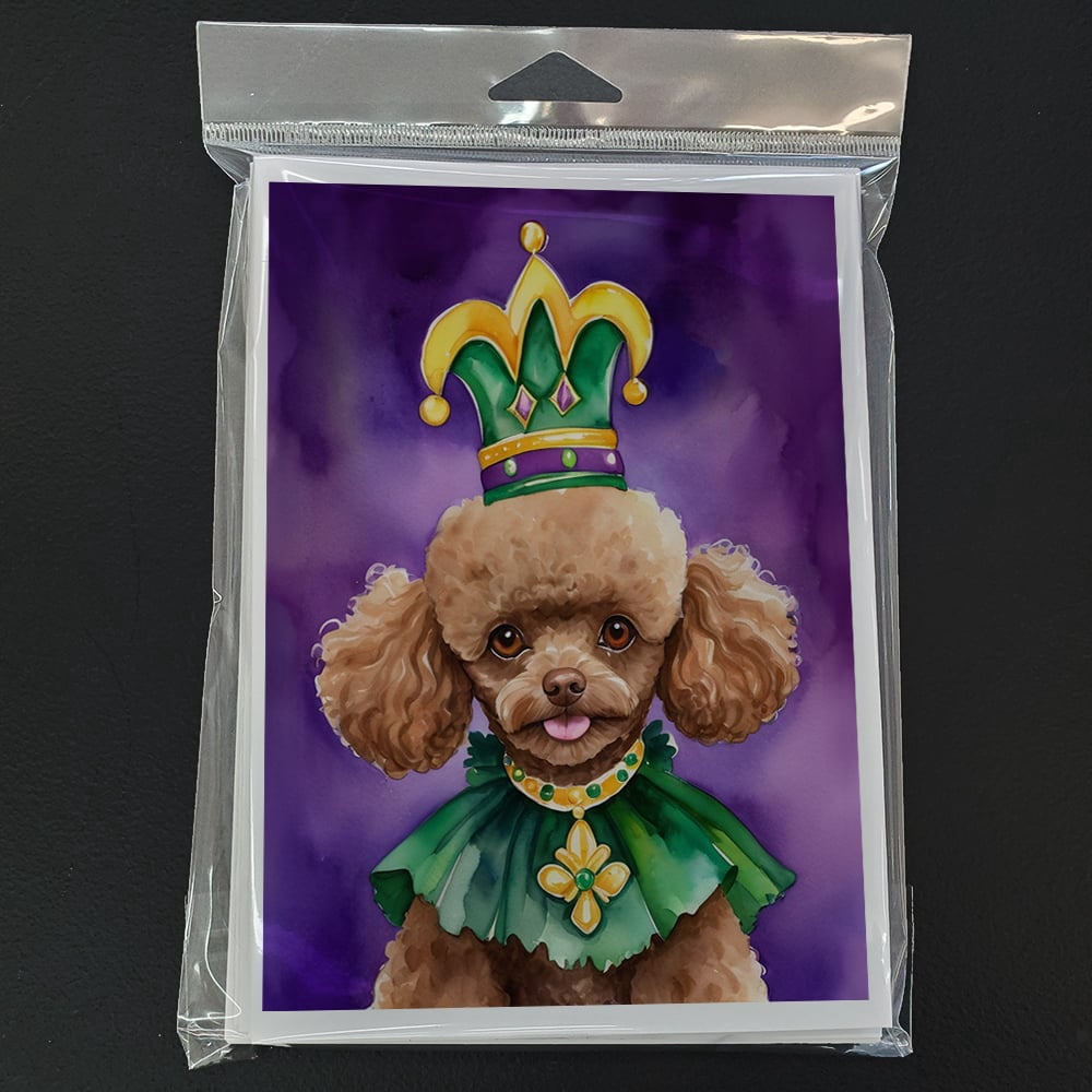 Poodle King of Mardi Gras Greeting Cards Pack of 8 7 in x 5 in