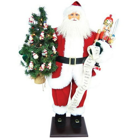 36" Traditional Santa w/ Nutcracer and LED lighted tree